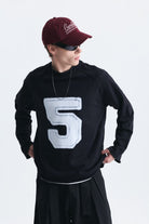 Oversize Rakam Baskılı Sweatshirt