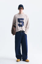 Oversize Rakam Baskılı Sweatshirt