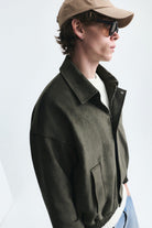 Oversize Polo Yaka Suni Süet Mont