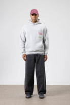 Oversize Yıkamalı Baskılı Kapüşonlu Sweatshirt