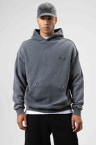 Oversize Yıkamalı Baskılı Kapüşonlu Sweatshirt