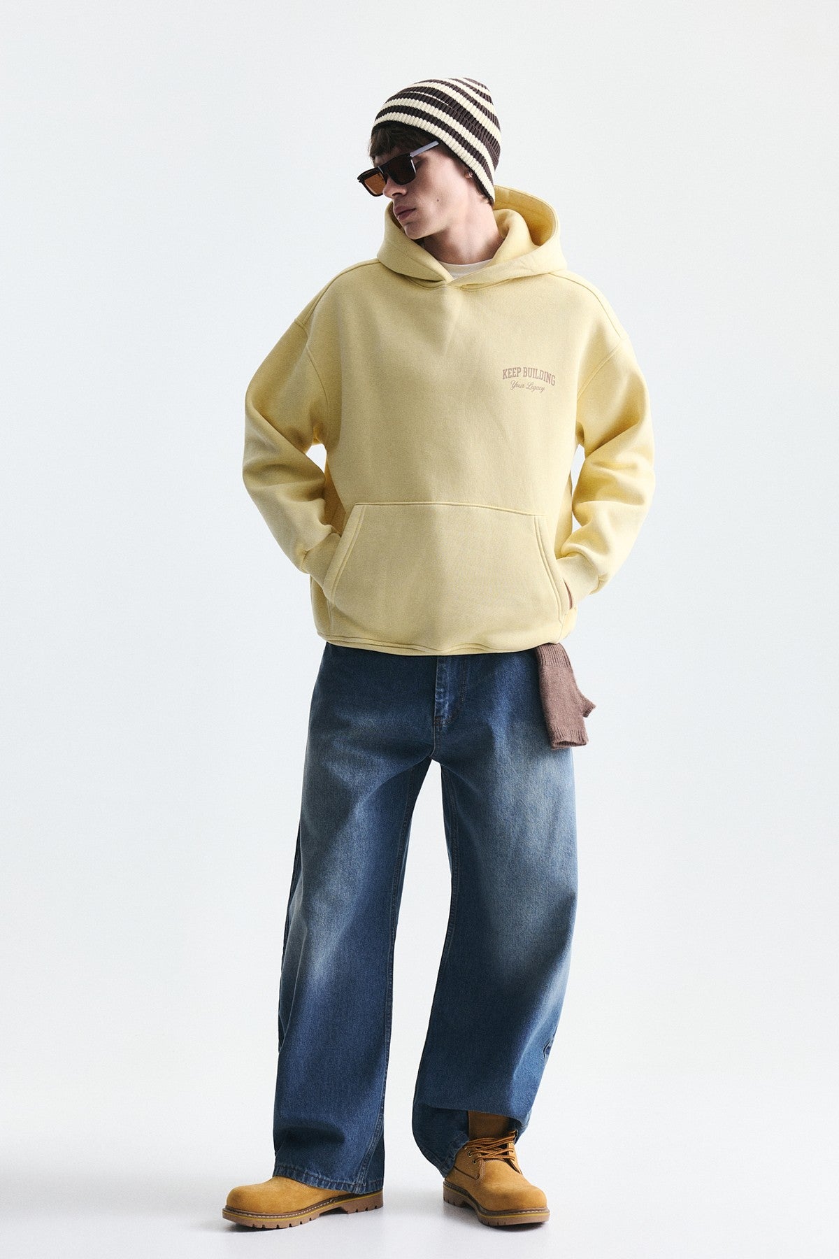 Oversize Yıkamalı Kapüşonlu Sweatshirt