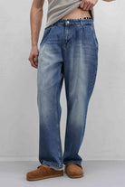 Pileli ZiNcir Detaylı Baggy Jean