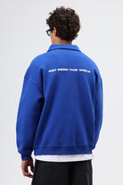 Polo Yaka Oversize Baskılı Yıkamalı Sweatshirt