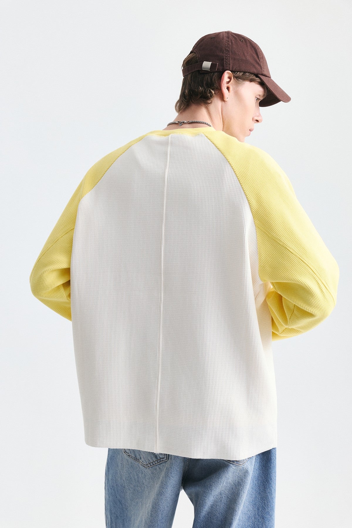 Renk Bloklu Dokulu Sweatshirt