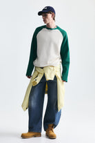 Renk Bloklu Dokulu Sweatshirt