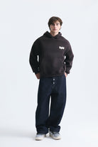 Sırt Baskılı Kapüşonlu Sweatshirt, KAHVERENGİ - 0