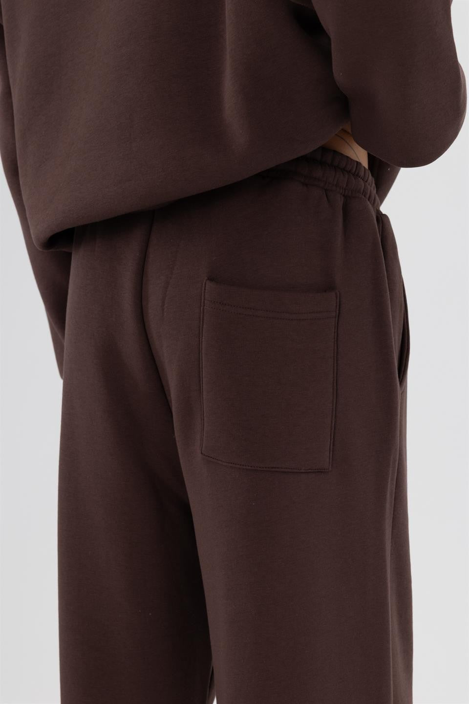 Yıkamalı Baggy Eşofman Alt Kahve