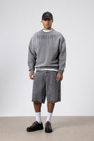 Yıkamalı Oversize Baskılı Sweatshirt