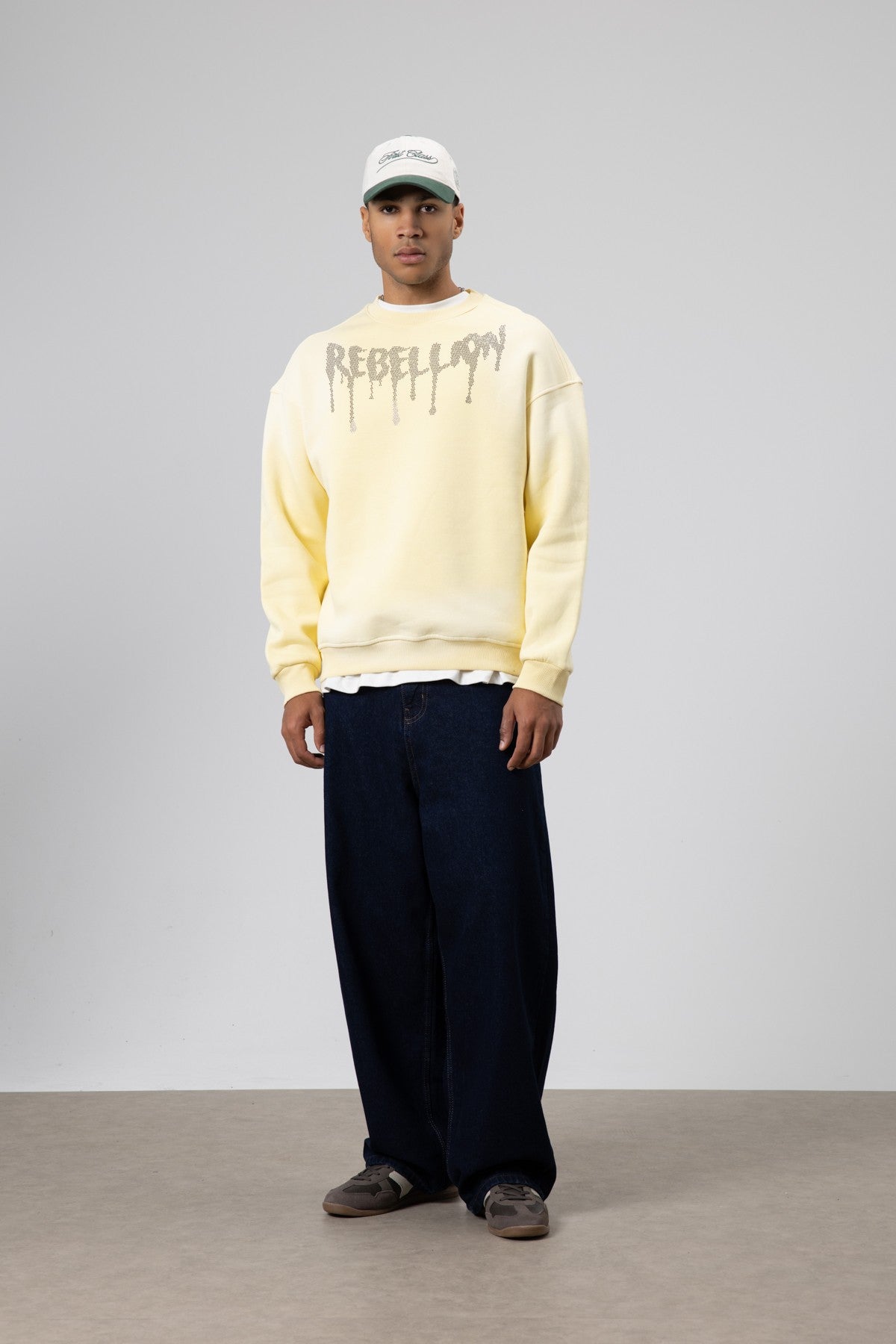 Yıkamalı Oversize Baskılı Sweatshirt
