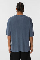 Yıkamalı Oversize Triko Tişört Indigo