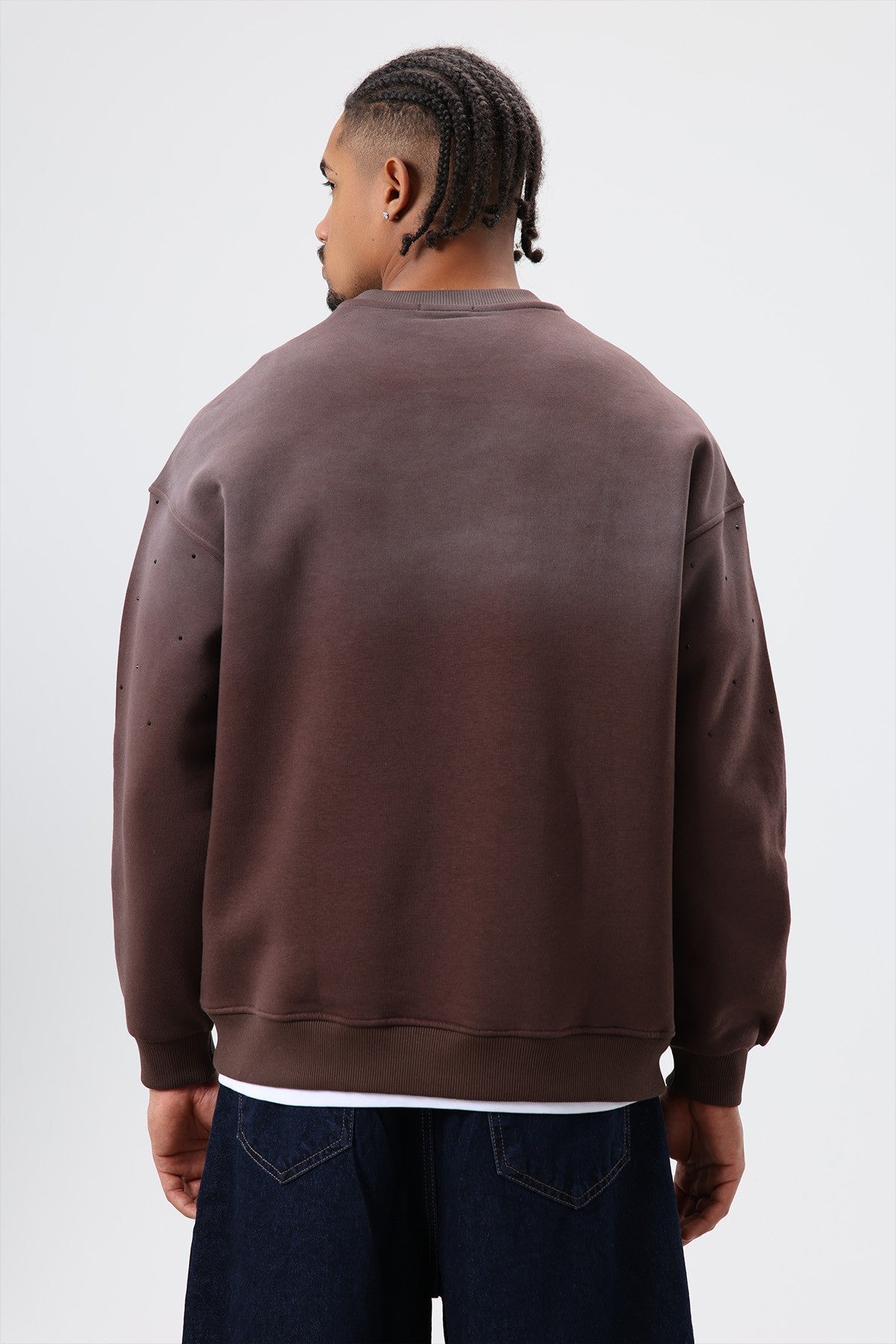 Yıkamalı Taş Detaylı Oversize Sweatshirt