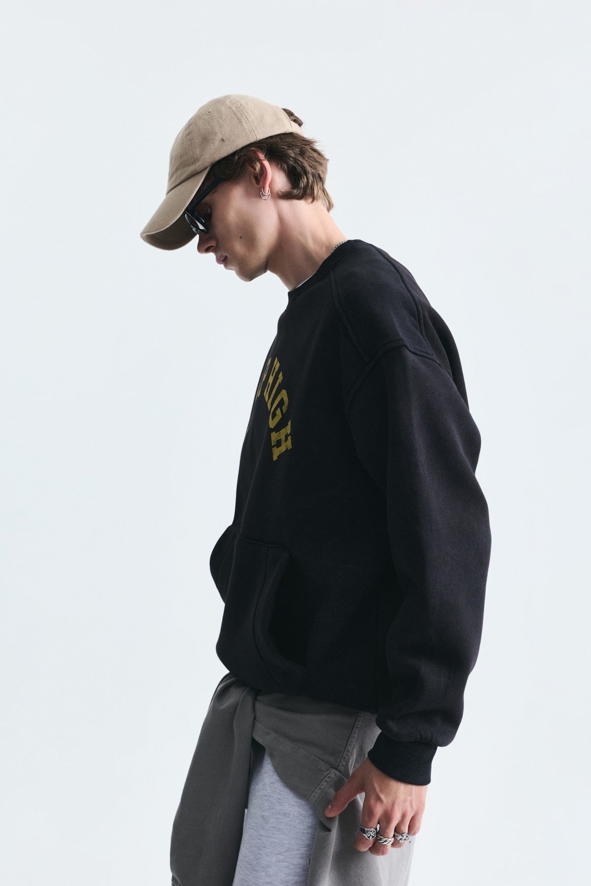 Yıkamalı Yazılı Oversize Sweatshirt