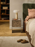 Ako Modern Tasarım Komodin, Fırçalanmış Metal Ve Ahşap