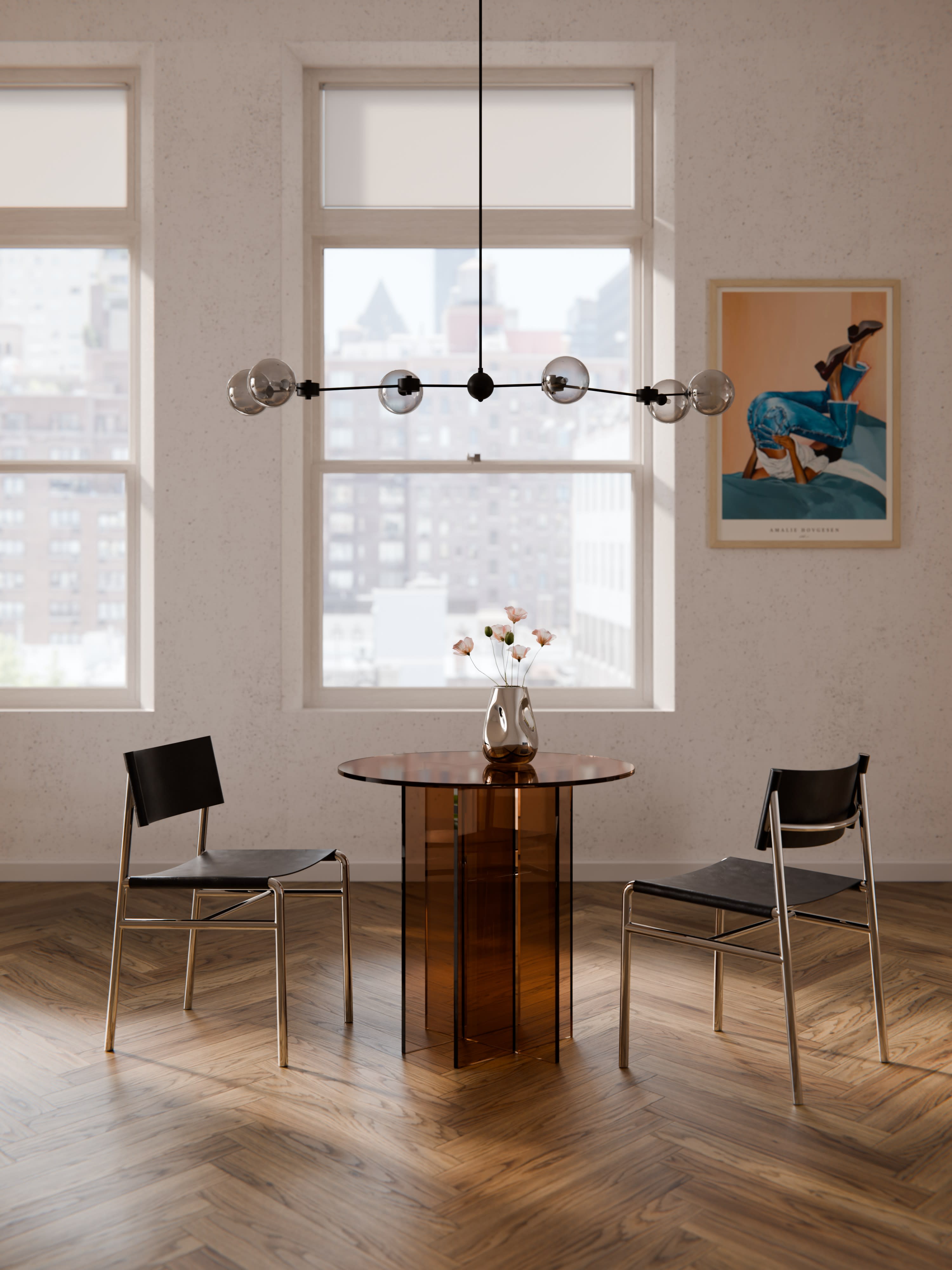 Anouk Modern Yuvarlak Cam Yemek Masası