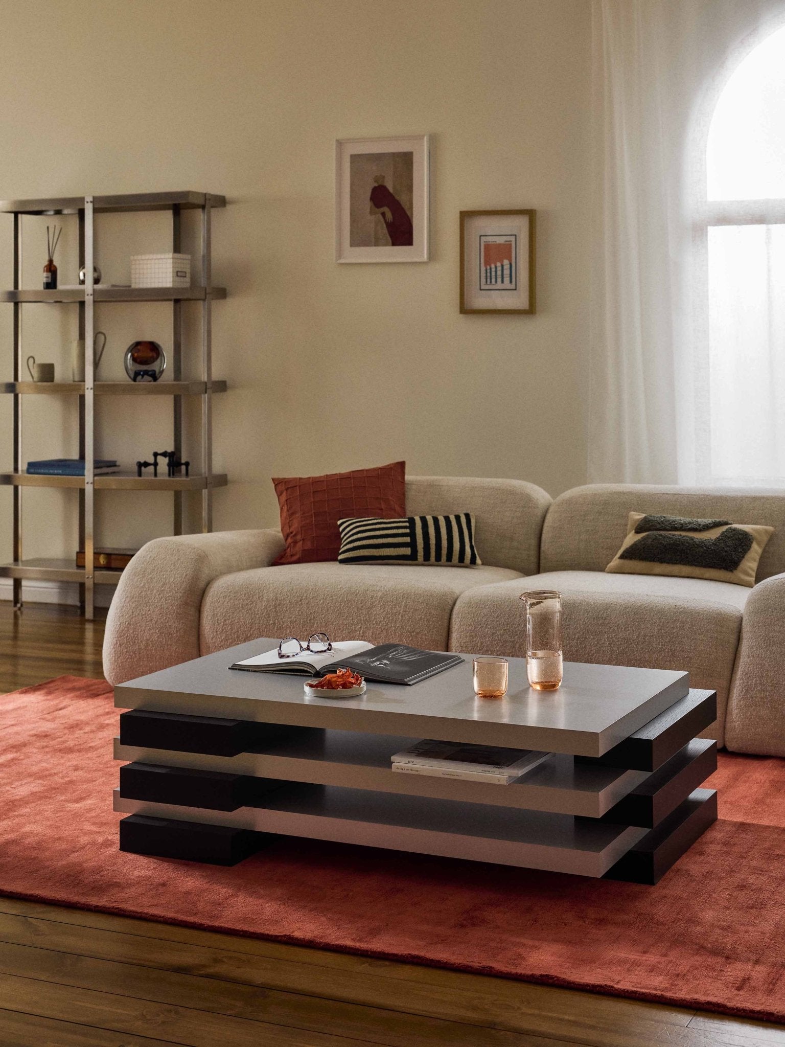 Blok Katmanlı Modern Orta Sehpa 120 Cm