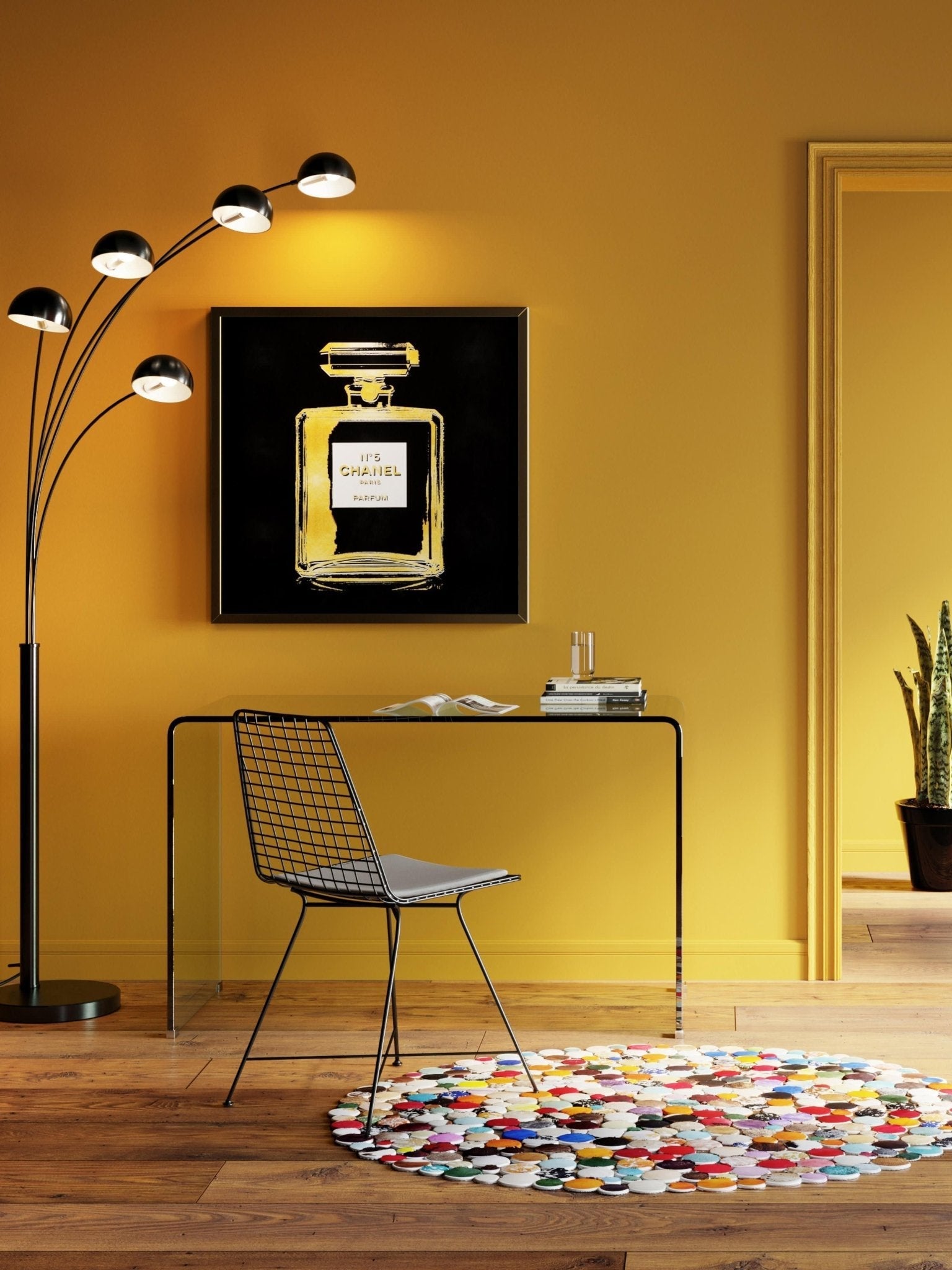 Club Cam Çalışma Masası Modern Minimalist 125Cm Şeffaf Tasarım
