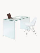 Club Cam Çalışma Masası Modern Minimalist 125Cm Şeffaf Tasarım