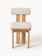 Eiko Teak Bahçe Yemek Sandalyesi Modern Tasarım Bej Kumaş