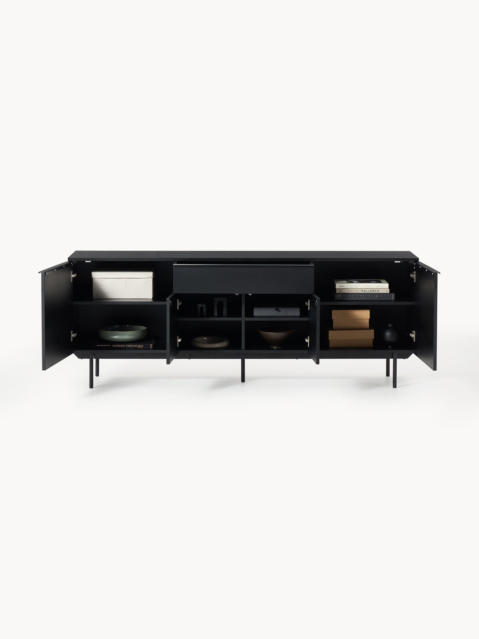 Elona Modern Minimalist Dresuar, Mat Siyah, 200 Cm