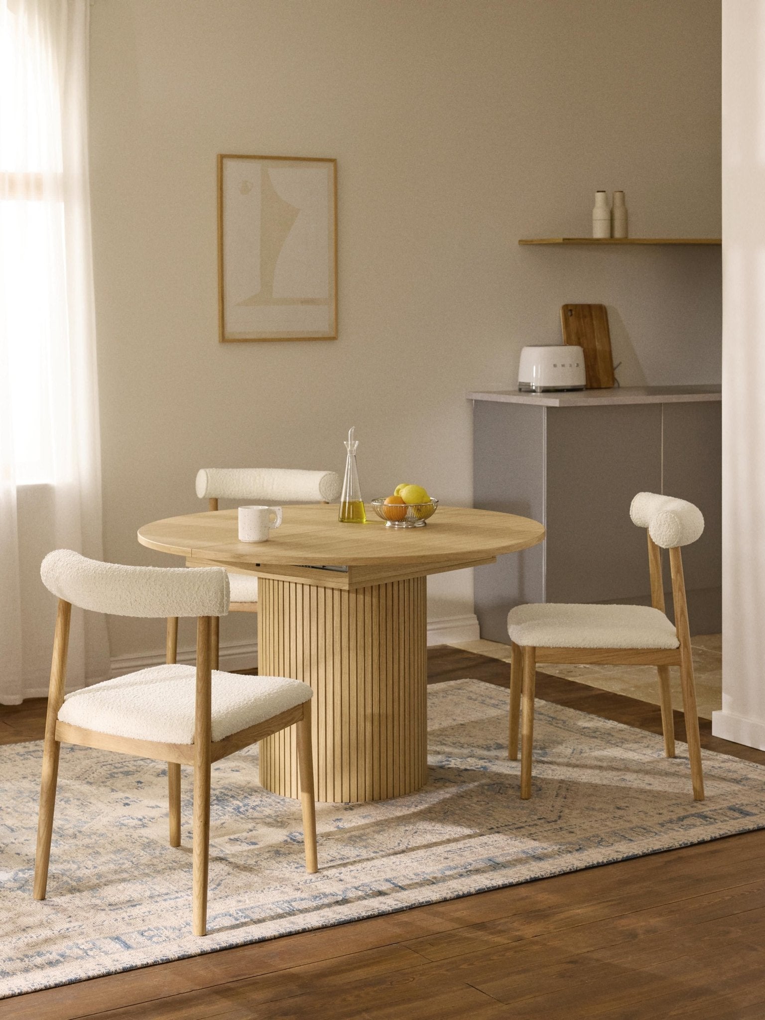 Filo Uzatılabilir Yemek Masası, Modern Yivli Detaylı Tasarım