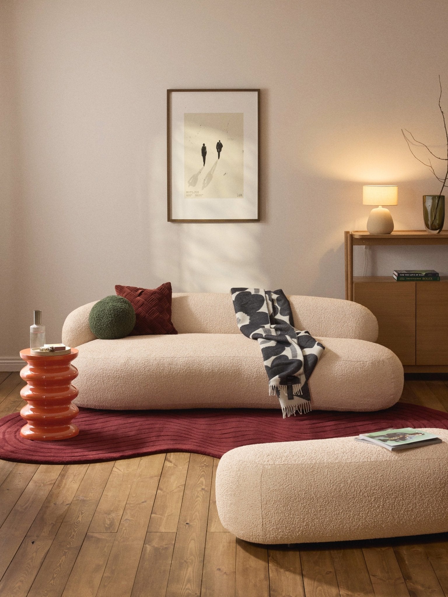 Illy Modern Tasarım Yuvarlak Yan Sehpa Parlak Turuncu 35X50 Cm
