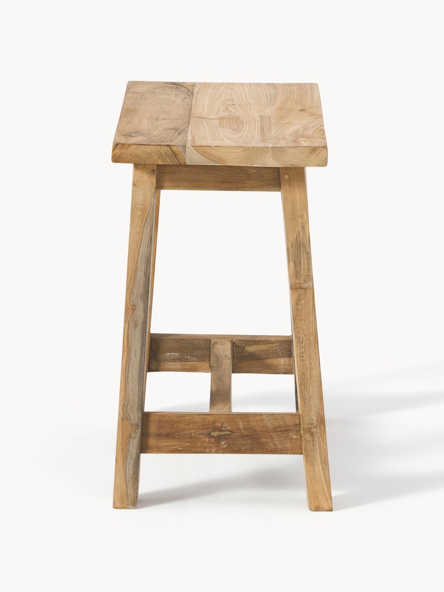 Lawas Geri Dönüştürülmüş Teak Ahşap Tabure 50Cm