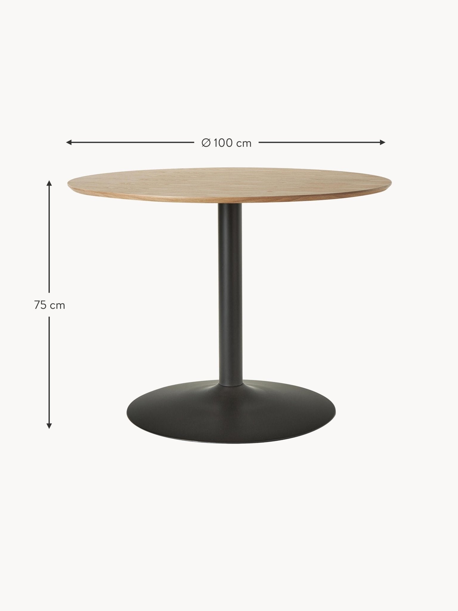 Menorca Yuvarlak Yemek Masası, Modern Tasarım, 100 Cm Çapında