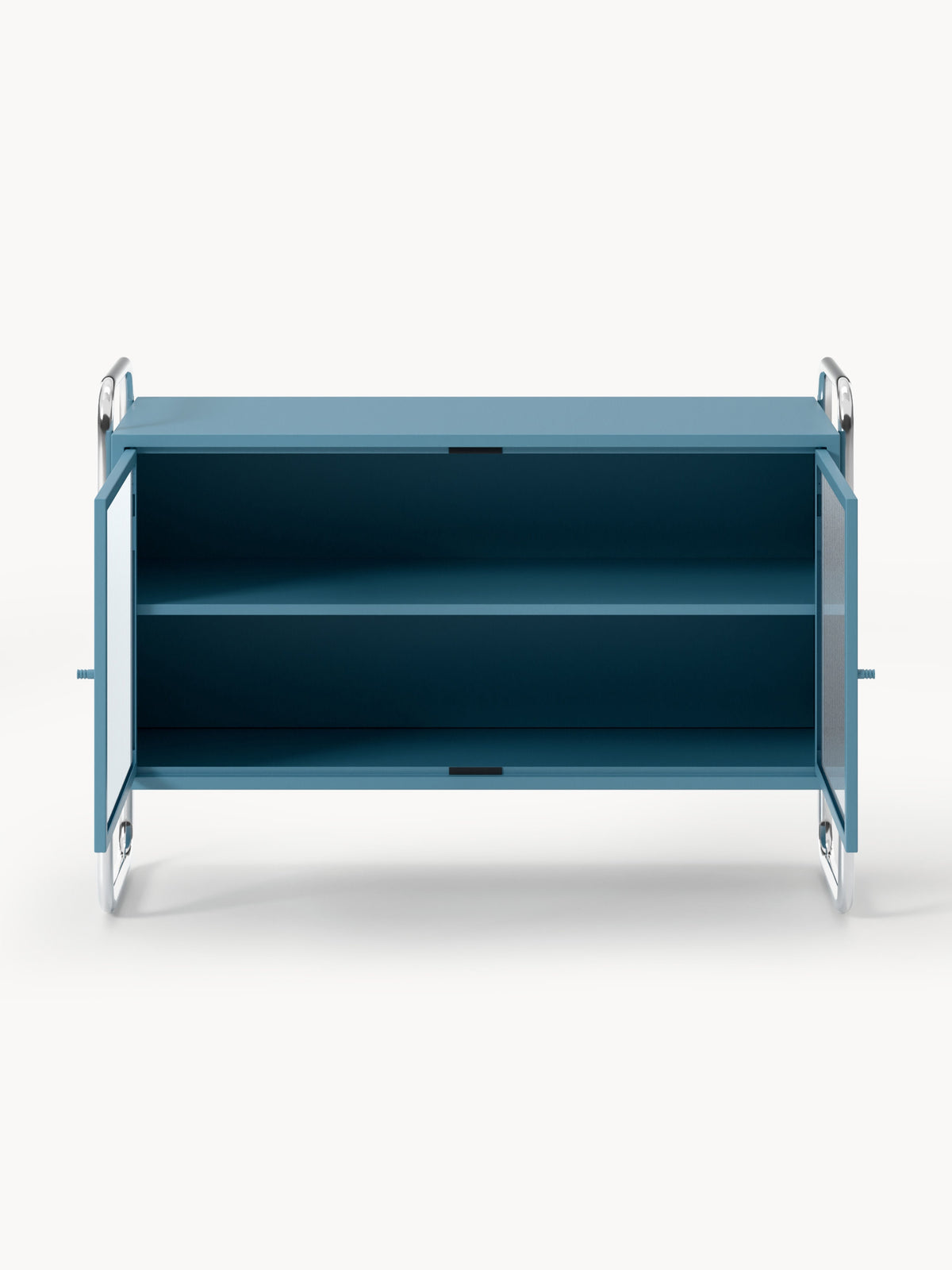 Velotti Metal Camlı Şifonyer Mavi