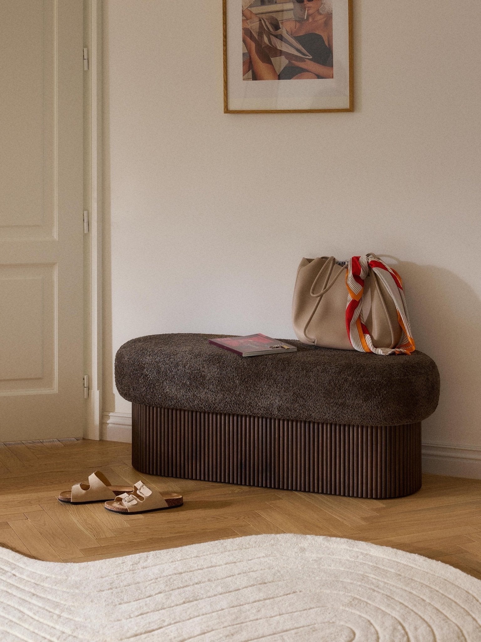 Nala Depolama Alanlı Modern Kumaş Kaplı Bench
