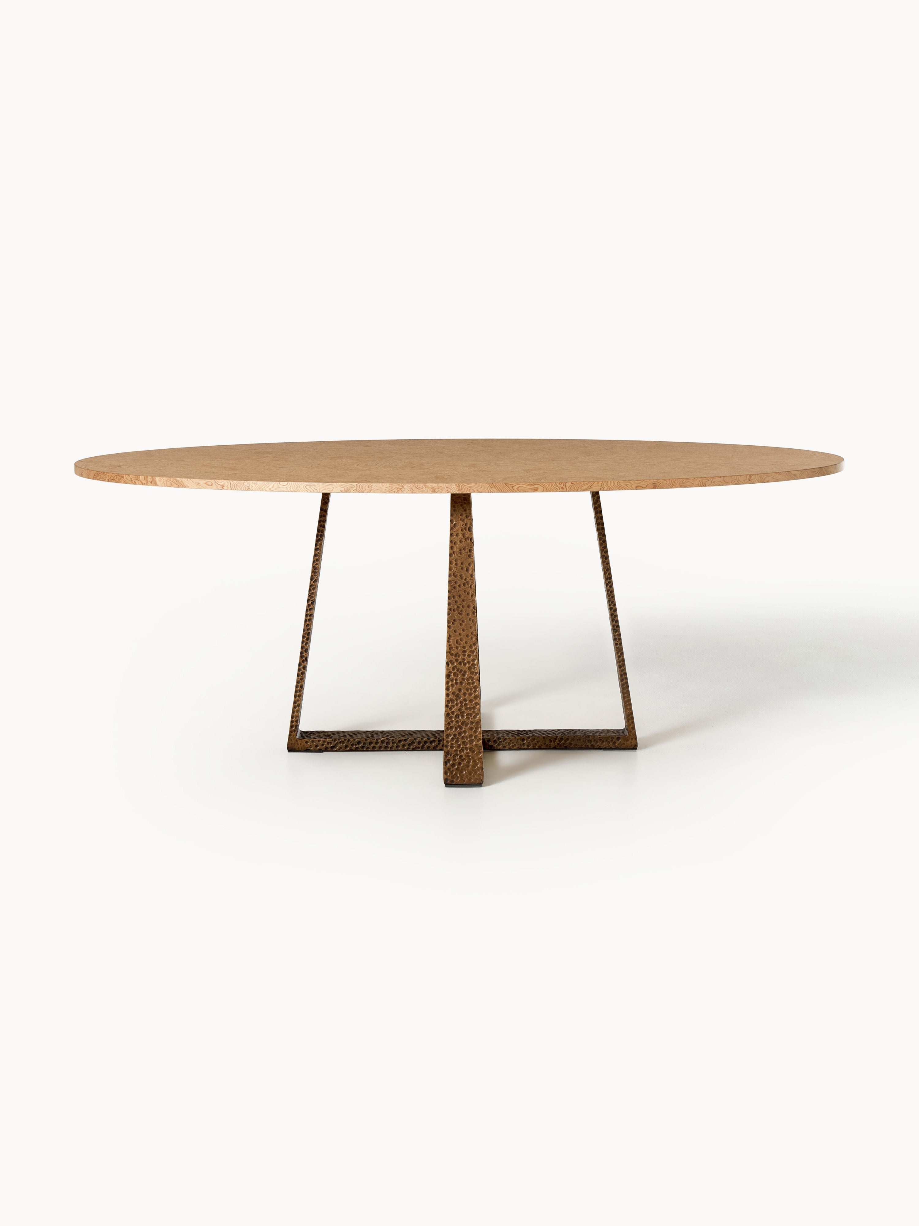 Velotti Oval Burlwood Yemek Masası Altın Ayaklı