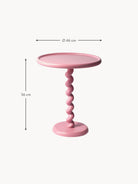 Twister Yuvarlak Yan Sehpa Toz Boyalı Alüminyum Pudra Pembe