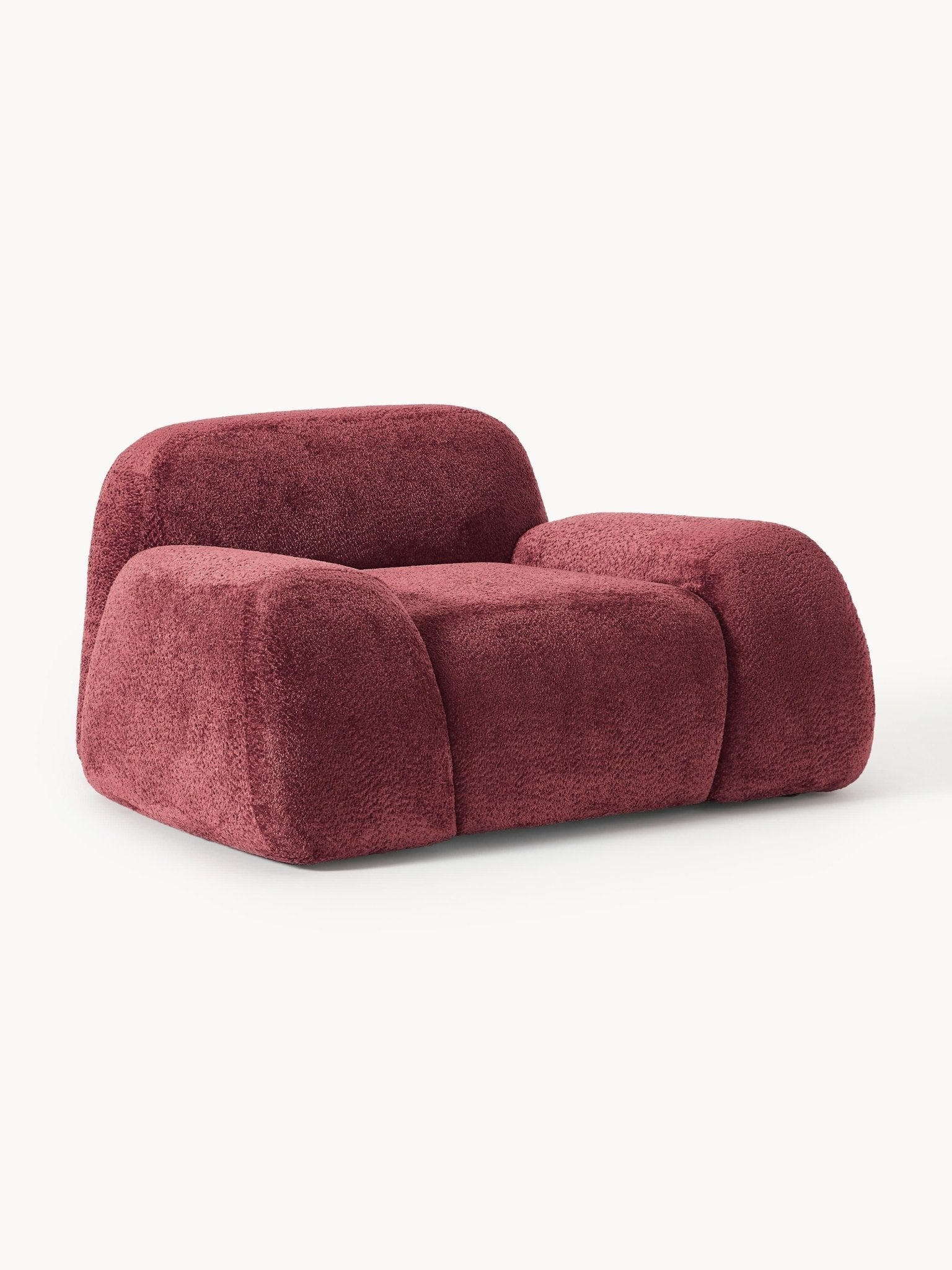 Wolke Teddy Bouclé Lounge Koltuğu Bordeaux Lüks Modern Tasarım