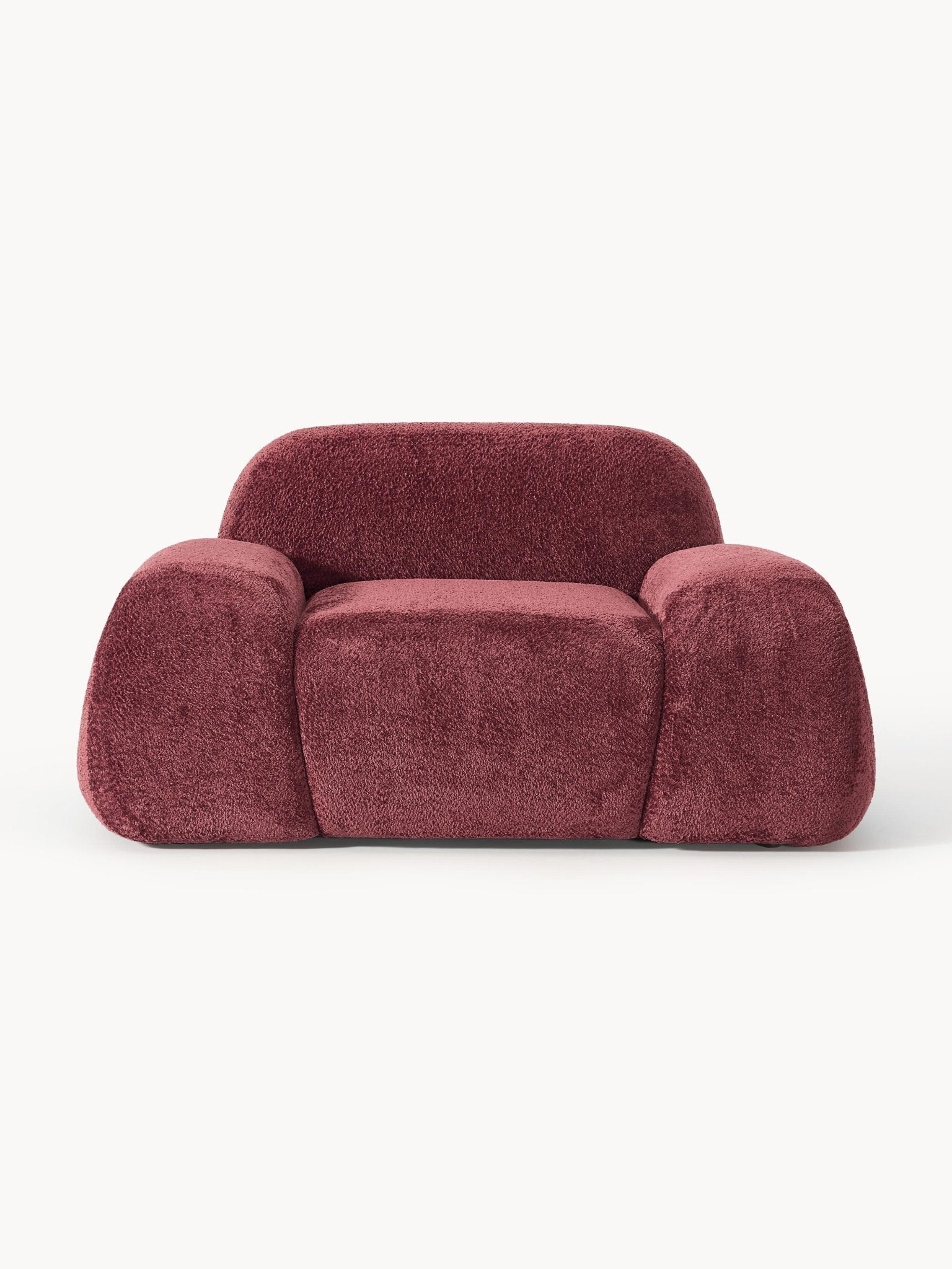 Wolke Teddy Bouclé Lounge Koltuğu Bordeaux Lüks Modern Tasarım
