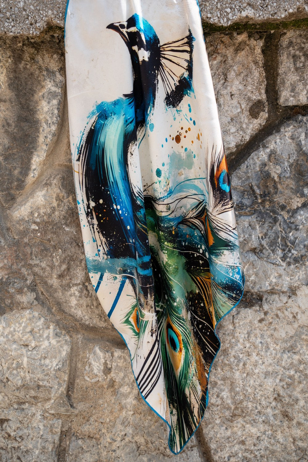 Peacock Grace %100 İpek Fular - 0