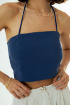 Vifafi-Ocean Lacivert Crop Top-Crop Top-1-Milagron.com