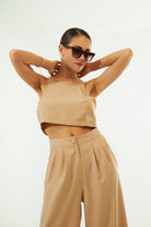 Vifafi-Sahara Krem Crop Top-Crop Top-1-Milagron.com
