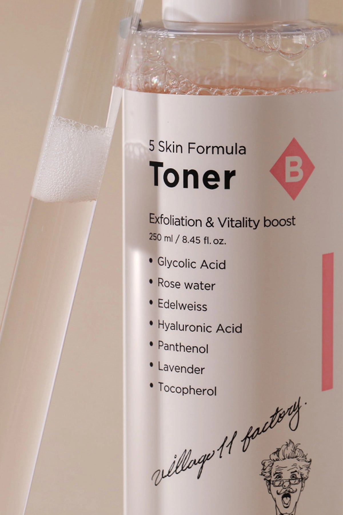 Village 11 Factory B Skin Formula Toner 250Ml - Arındırıcı, Canlandırıcı Ve Sıkılaştırıcı Gül & Glikolik Asit Tonik