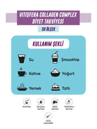 Vitisfera Collagen Complex- %100 Saf, Doğal Tip I-III Çift Hidrolize Kolajen Peptitleri + trans Resveratrol İçeren Gıda Takviyesi