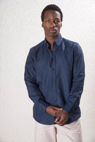 Erkek %100 Keten Lacivert Gömlek - 0