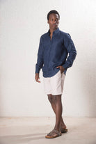 Erkek %100 Keten Lacivert Gömlek - 2