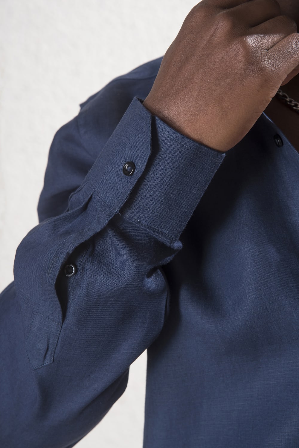 Erkek %100 Keten Lacivert Gömlek - 8