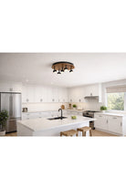 Plafonyer Spotlu Yuvarlak Ahşap Led Avize 40 Cm - 2