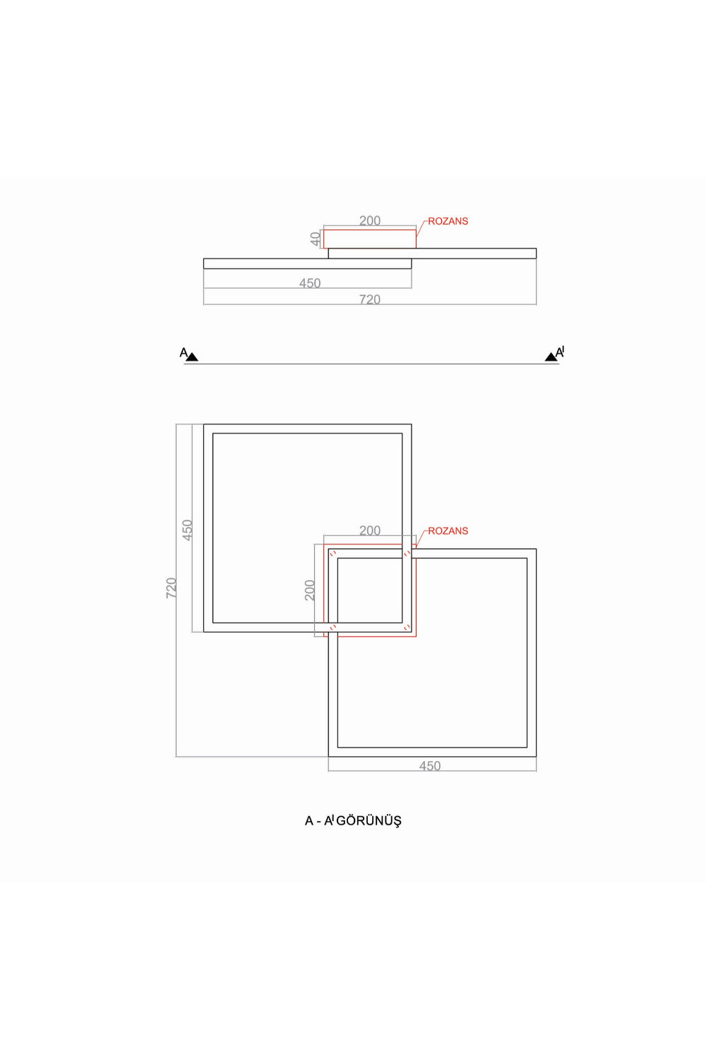 Twinsque 70 Cm Modern Plafonyer Led Avize - 4