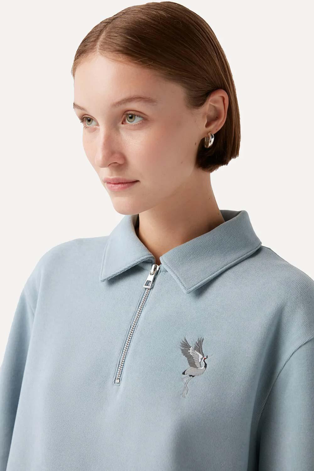 WWF Market-Turna Kuşu Polo Yaka Sweatshirt - Mavi-Sweatshirts & Hoodies-3-Milagron.com