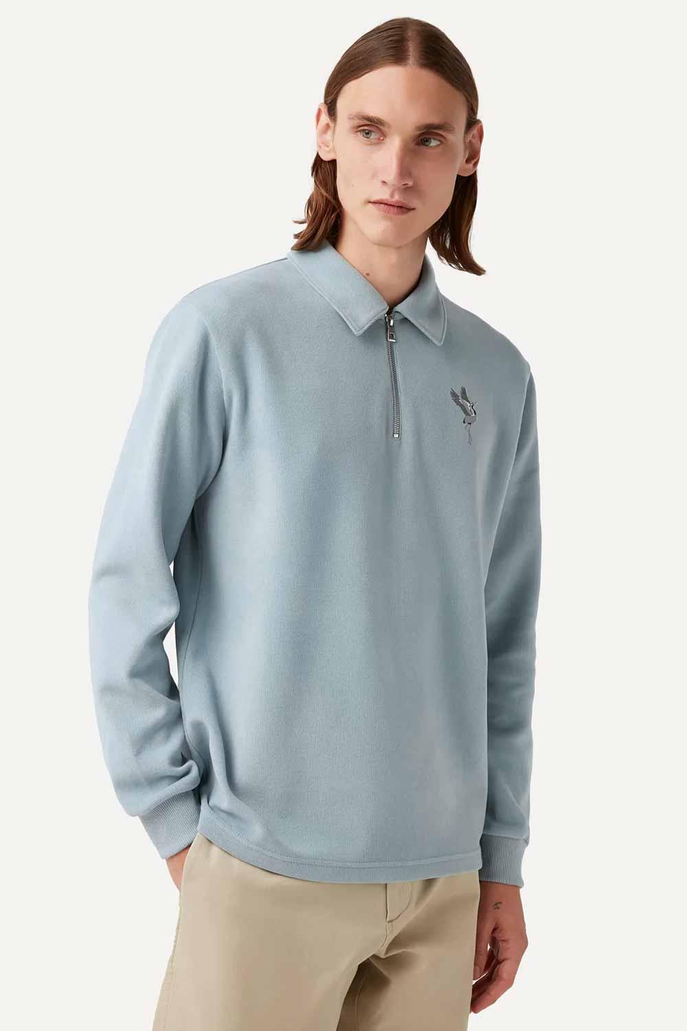 WWF Market-Turna Kuşu Polo Yaka Sweatshirt - Mavi-Sweatshirts & Hoodies-5-Milagron.com