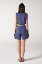 Wabi Sabi-Cle Mavi Pileli Şort-Şort-2-Milagron.com