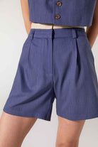 Wabi Sabi-Cle Mavi Pileli Şort-Şort-7-Milagron.com