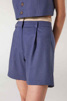 Wabi Sabi-Cle Mavi Pileli Şort-Şort-8-Milagron.com