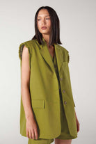 Wabi Sabi-Cle Yeşil Uzun Yelek-Yelek-2-Milagron.com